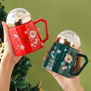 C39 كوب سيراميك عالي الجودة للكريسماس كوب آمن على شكل سانتا كوب ماء Claus كوب قهوة فتاة لطيفة قهوة مكتب