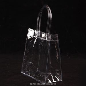 Sac d'épicerie en PVC transparent avec logo personnalisable fourre-tout en plastique transparent imperméable et réutilisable pour usage quotidien - Product Image 2