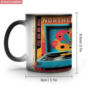 Tasse Magique Givrée 11oz en Céramique Noire à Changement de Couleur Activé par la Chaleur pour la Maison - Product Image 1