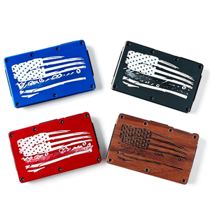 Vintage American Flag <strong>Cardholder</strong> Minimalist Metal <strong>Wallet</strong> for <strong>Men</strong> Slim RFID Blocking Aluminum Front Pocket Money Clip Credit Card - Product Image 1