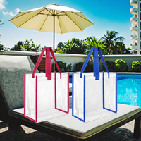 Sac fourre-tout transparent en PVC réutilisable personnalisé, pas cher, avec poignée et motif lettres, idéal pour la plage ou comme sac cadeau
