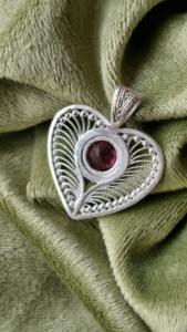 Colgante de corazón de turmalina rosa, regalo de joyería curativa de Plata de Ley 925 para ella - Product Image 3