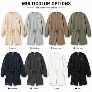 Conjunto de Sudadera y Pantalones Cortos Unisex con Logotipo Personalizado, Estilo Oversize, 2 Piezas, Ropa Deportiva Casual para Hombre y Mujer, Conjunto Deportivo a la Venta al Por Mayor - Product Image 3