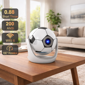 Mini Proyector LCD CRE Estilo Balón <span class=keywords><strong>de</strong></span> Fútbol con WiFi, Duplicación <span class=keywords><strong>de</strong></span> Pantalla, para Películas y Videos, Proyector Compacto <span class=keywords><strong>de</strong></span> Tiro Corto para Habitaciones Pequeñas - Product Image 1