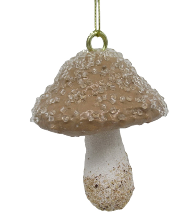 Factory wholesale New Mold Christmas 10cm Mini Mushroom Ornament with Glitter XMAS Tree Home Decoration Holiday Gift