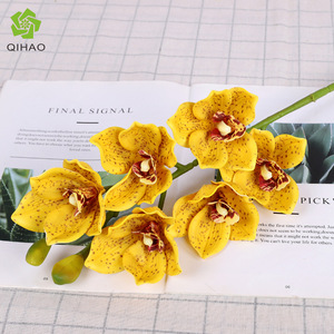 Qihao - Orquídea Cymbidium Artificial de Silicona con 6 Cabezas, Tacto Natural, Decoración para Mesa de Comedor, 67 cm de Largo - Product Image 4