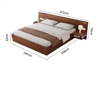 Ensemble de meubles de chambre à coucher modernes, lit en bois avec rangement, style nordique, lit en bois multifonctionnel tatami, lit king size