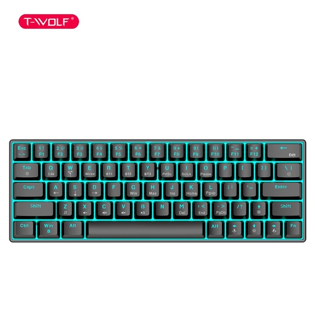 T30  Customised Tri-mode Mechanical Wired RGB Backlit Waterproof Ergonomic Laptop Keyboard 63 Keys Multimedia Function Keys