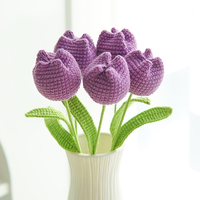 Bouquet de roses artificielles 3D en crochet fait à la main de tulipes tricotées pour la Saint-Valentin et le Nouvel An
