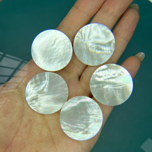 Tùy chỉnh B lớp 30*2.2mm trắng tự nhiên mẹ của ngọc trai tấm tròn đôi phẳng Phụ kiện cho đồ trang sức vỏ đá quý hạt lỏng - Product Image 2