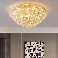 Nouvelle Suspension Luminaire Ronde de Luxe pour Salon, Lustre en Cristal avec Détecteur de Mouvement, Plafonnier LED Moderne Suspendu