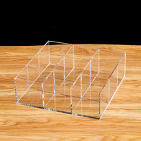 Boîte de rangement transparente en acrylique Jiugongge avec fenêtre de présentation et cloison pour la vente au détail de cosmétiques, personnalisation disponible