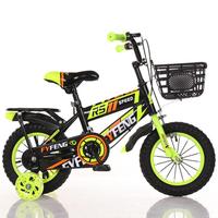 Vélos pour enfants de haute qualité 12/16/20 pouces, monovitesse, fourche en acier, panier en plastique, frein V, roues d'apprentissage réglables