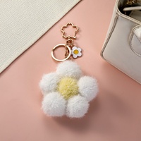 Dernier modèle de porte-clés fleur en peluche de coton personnalisé, accessoire pour téléphone portable et pendentif de sac, unisexe, vente en gros