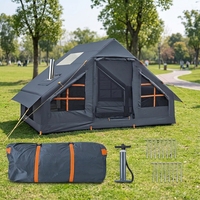 Tente de glamping gonflable de luxe quatre saisons pour 3-4 personnes, en tissu Oxford imperméable, installation automatique, portable, pliable et respirante