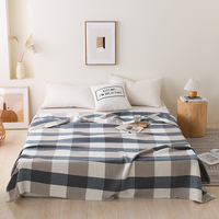Plaid rectangulaire 39"x59" en coton 100% à motif carré contrasté, tricot haute densité, absorbant la transpiration et respirant, couverture de lit