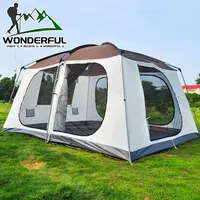 두 방 한 홀 8 인 방수 더블 레이어 하이킹 여행 대형 야외 캠핑 텐트