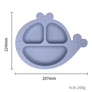 Assiette en silicone pour bébé, nouveau design, avec compartiments, pour tout-petits, mignonne, de qualité alimentaire, en forme de baleine - Product Image 3