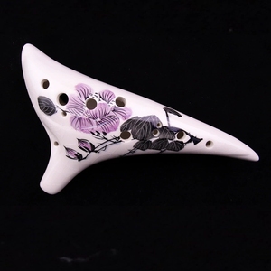 Ocarina Decorativa de 12 Orificios, Alto C, con Acabado Craquelado, Pintada a Mano con Diseño Floral, con Bolsa de Almacenamiento - Product Image 2