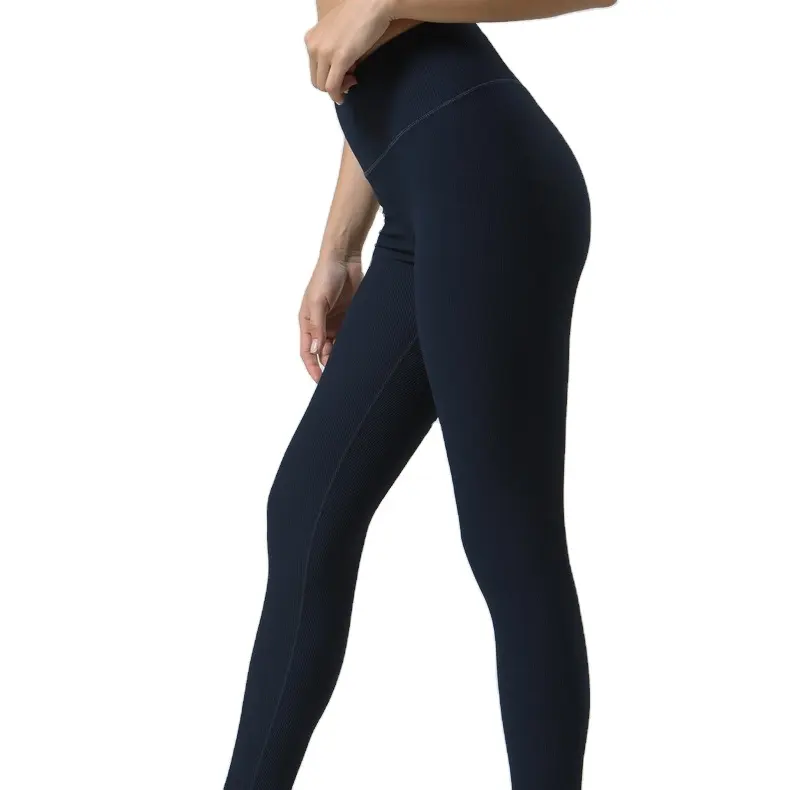 Leggings côtelés grande taille avec poche, ensembles de Yoga, pantalon de Fitness pour femmes