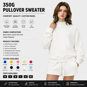 Conjunto de Sudadera de Cuello Alto de Felpa Rosa para Mujer, Marca XH, Corte Holgado, Informal, para Todas las Temporadas, Conjunto de Dos Piezas con Pantalones Cortos - Product Image 2