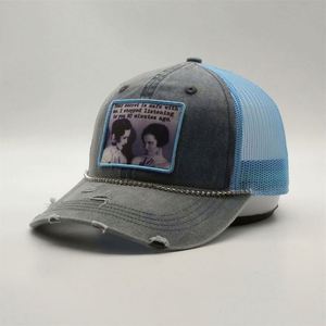 Gorra de Béisbol Personalizada de Alta Calidad, 100% Algodón Pigmentado, con Parche Estampado Gris Desgastado, Estilo Cola de Caballo - Product Image 2