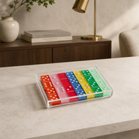 Jeu de dominos en acrylique translucide personnalisé avec étui de rangement transparent, couleurs arc-en-ciel, pour la décoration de la salle de jeux