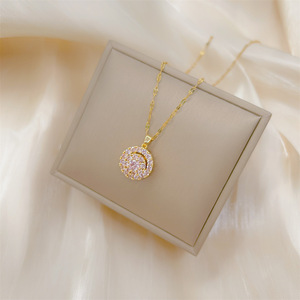 Collar con Colgante de Diamante Blanco en Acero Inoxidable para Mujer, Cadena de Eslabones Moderna, Joyería Femenina, Collares, Joyas, Bisutería - Product Image 3