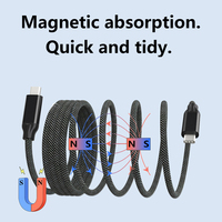 Câble USB Type C PD à charge super rapide magnétique PD100W, courant élevé 5A, avec gaine en nylon tressé pour appareil photo et ordinateur