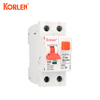 Disyuntor residual KORLEN AC 1P + N 10kA con protección contra sobrecarga 240V B/C/D Curva Din Rail Montaje RCBO