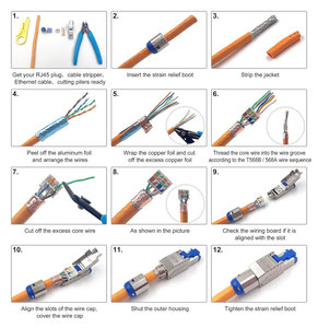 Lĩnh vực cáp Ethernet 8P8C công cụ miễn phí cat <span class=keywords><strong>7</strong></span> mạng FTP che chắn cat6A CAT7 RJ45 nối Modular toolless cắm - Product Image 5