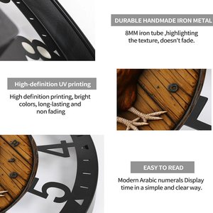 25cm Round Iron <strong>Clock</strong> Designed as <strong>a</strong> <strong>Gear</strong> Settings Icon - Product Image 4