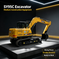 Excavatrice utilitaire SANY SY95C d'origine chinoise, 9,5 tonnes, moteur diesel ISUZU 55 kW, godet de 0,4 m³, profondeur de fouille de 5,4 m, réservoir de 160 L