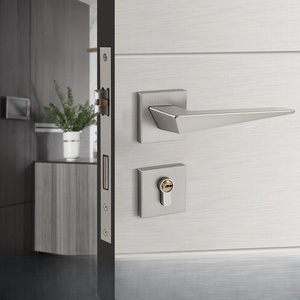 Poignée <span class=keywords><strong>de</strong></span> <span class=keywords><strong>porte</strong></span> intérieure en alliage <span class=keywords><strong>de</strong></span> zinc à <span class=keywords><strong>prix</strong></span> d'usine, ensemble moderne nickel mat, poignées <span class=keywords><strong>de</strong></span> <span class=keywords><strong>porte</strong></span> fendues pour portes en bois, idéal pour la maison, le bureau et l'hôtel - Product Image 4