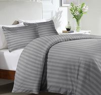 Drap de lit d'hôtel en satin de coton Queen King Twin Size Parure de lit confortable de luxe à rayures de couleur personnalisée avec 2 taies d'oreiller