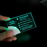 Carte de visite personnalisée en acrylique de qualité supérieure avec lumière LED optique, gravée au laser, bords multicolores néon lumineux pour