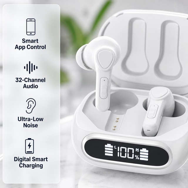 TS756 OTC Hearing Aids Bluetooth App Control 32 Channel Rechargeable TWS Sound Amplifier For Seniors Black White