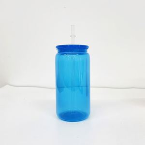 Kids Children Shaped Neon Colored Beer Cups Fluorescent Color 16Oz Plastic Acrylic Soda Can - Product Image 4