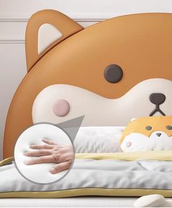 Cama para niños tapizada de 1,5 m con almacenamiento Cama individual de diseño de perro simple moderno para niños y niñas - Product Image 5