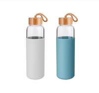 Bouteilles d'eau en verre de 18 oz pour la maison, gobelets en verre personnalisés avec logo, tasses à boire pour les fêtes, bouteilles en verre avec couvercles en bambou