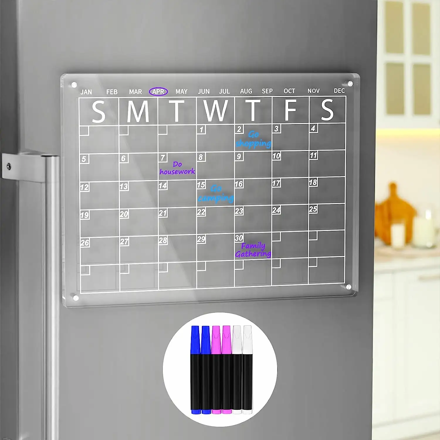 12 "* 16" Zoll Acryl Clear Magnetic Dry Erase Board Kalender für Kühlschrank Organisieren Sie Ihr tägliches Leben