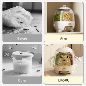 Dispenser di Cereali Uforu, <span class=keywords><strong>Contenitori</strong></span> in Plastica <span class=keywords><strong>per</strong></span> Dispenser Rotante di Cereali Sfusi, Organizzatori <span class=keywords><strong>per</strong></span> Armadietti con Dispenser Ermetico <span class=keywords><strong>per</strong></span> Riso - Product Image 4