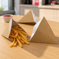 Boîte pliante triangulaire conique en papier kraft jetable de qualité alimentaire EUDR pour frites et gâteaux