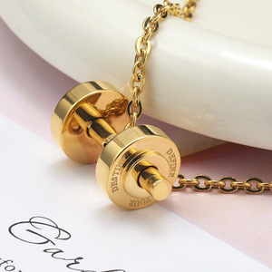 Cross-border <strong>Supply</strong> of Fashion Trend Titanium Steel Dumbbell Pendant Fitness Men's Personality Necklace <strong>Jewelry</strong> <strong>Manufacturers</strong> Di - Product Image 4