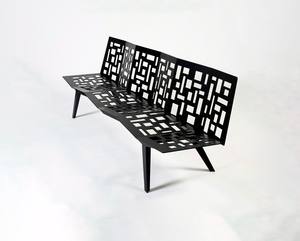 Banc moderne en métal découpé CNC avec dossier – Sièges publics extérieurs en acier inoxydable / aluminium personnalisables - Product Image 5