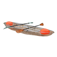 Kayak de Tourisme Transparent en Gros 11 pieds, Bateau à Rames de Loisirs 2 Personnes en PC, Canoë à Coque Cristalline, Kayak Sit-On-Top Clair