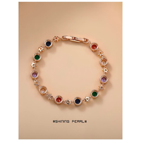 Nouveau Bracelet Manchette en Zircon Coloré Grand Carat Robuste, Plaqué Argent, en Alliage, pour Femme, Luxe et Tendance, Haute Qualité