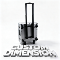 Valise trolley en aluminium argenté avec roulettes intégrées, poignée télescopique, serrure et mousse EVA découpée sur mesure, mallette à outils rigide à roulettes