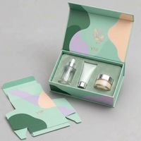 Boîte cadeau cosmétique pliable personnalisée de marque premium, emballage plat, boîtes rigides en papier magnétique avec insert pour ensembles de soins de la peau de haute valeur