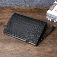 Tas Clutch Pria Tekstur Imitasi Kulit Buaya Matte Kapasitas Besar Tas Tangan Bisnis Portabel Model Amplop
